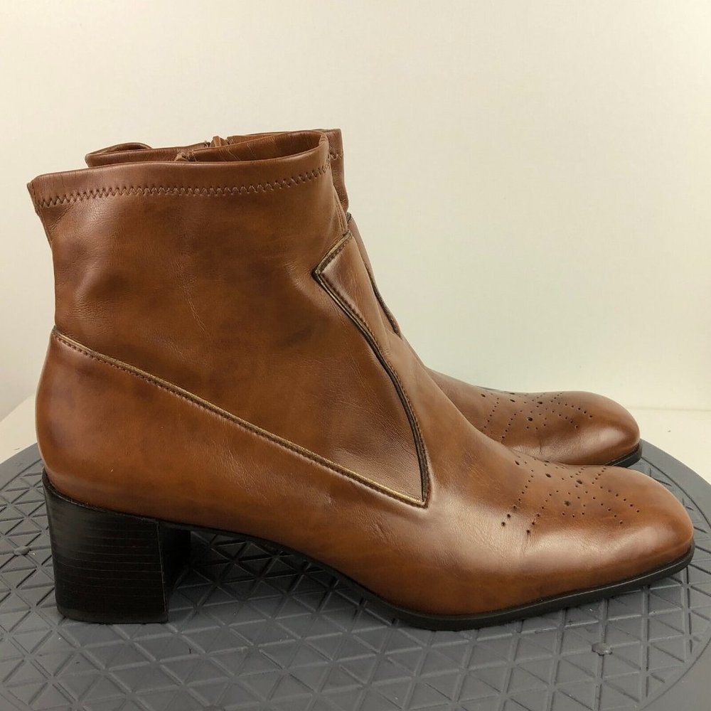 Franco Sarto Shoes Womens Size 11M Brown Faux Leather Ankle Boots